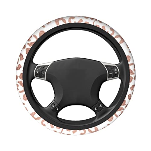 Rose Gold Leopard Print Cute Steering Wheel Cover For Women Girls Car Suv 15 Inch Universal Fit Auto Accessories Personalized #TOP2