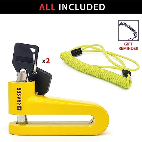 KRASER KR710Y Motorcycle Disc Lock, ø10mm Pin, Highly Deterrent, Anti-Drill Lock, Compact Security Easy to Transport, Universal Anti Theft Wheel Brake Lock for Motorbike Scooter Electric Bike Bicycle - Thumbnail 6