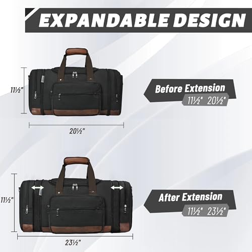 Men's Travel Duffle Bag with Expandable Design and Luggage Sleeve
