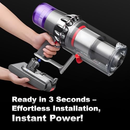 Image of 10000mAh 25.2V V15 Battery Replacement Click-in for Dyson V15 Detect V11, 80+ Min Runtime, Compatible with Detect Absolute Submarine SV22-SV47 970425-01, Switch Lock Clip, 2-Yr Warranty (Not Screw-in)