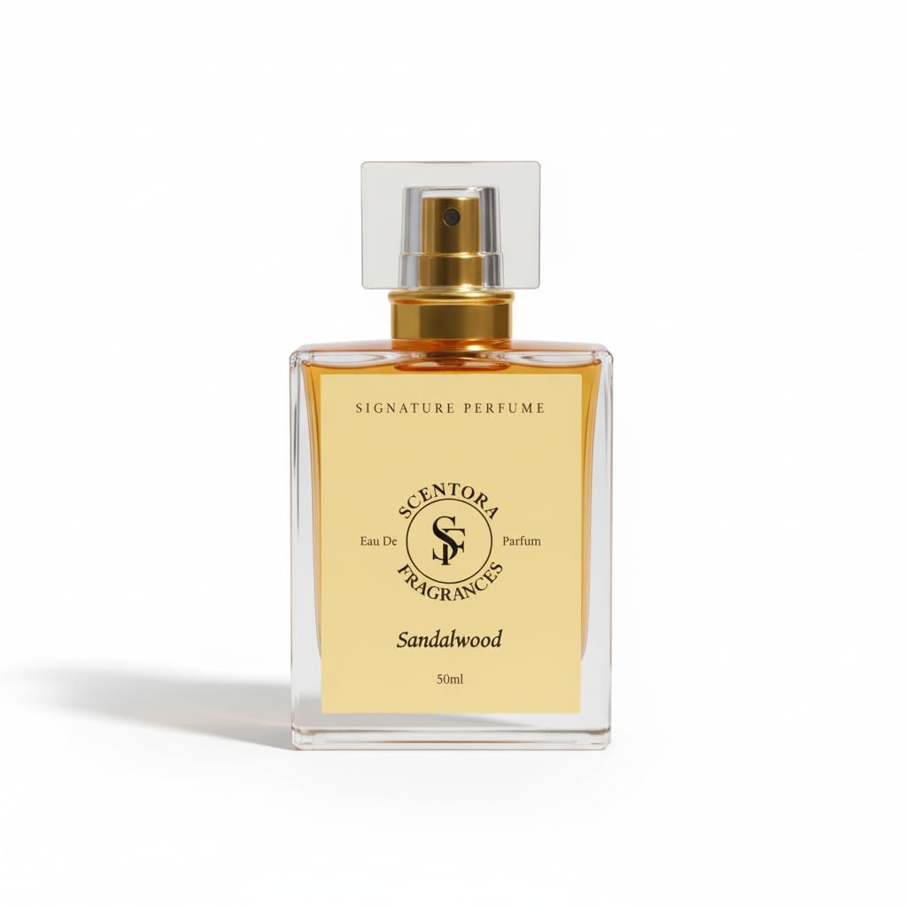 Scentora Fragrances Sandalwood 50ml Extrait De Parfum | Unisex Long Lasting Luxury Perfume | Pure Woody & Calming Sandalwood Intense Fragrance | Ideal for Gifting