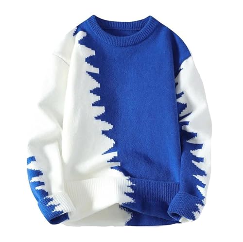Men's Color Block Knit Sweater Pullover Loose Fit Casual Long Sleeve Jumper Streetwear - Main Image