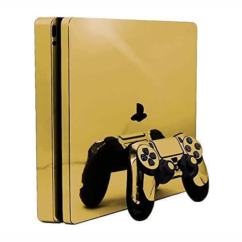 Gold Chrome Mirror - Vinyl Decal Mod Skin Kit by System Skins - Compatible with Playstation 4 Slim Console (PS4S)