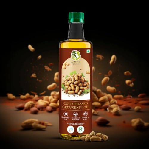 Image of Asmita Organic Farms Cold Pressed Groundnut Oil, Kacchi Ghani, 1L | 100% Pure & Unrefined | Rich Aroma & Flavor | Organic Certified Peanut Oil | Heart-Healthy, Chemical-Free Cooking Oil