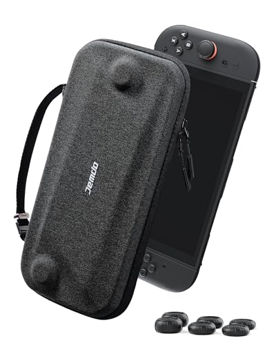 Image of JEMDO Switch 2 Carrying Case, 12 Game Card Slots, Ultra-Slim Hard EVA Shell Compatible with Nintendo Switch 2, Anti-Scratch Protective Travel Case with 6 Thumb Grips, Black