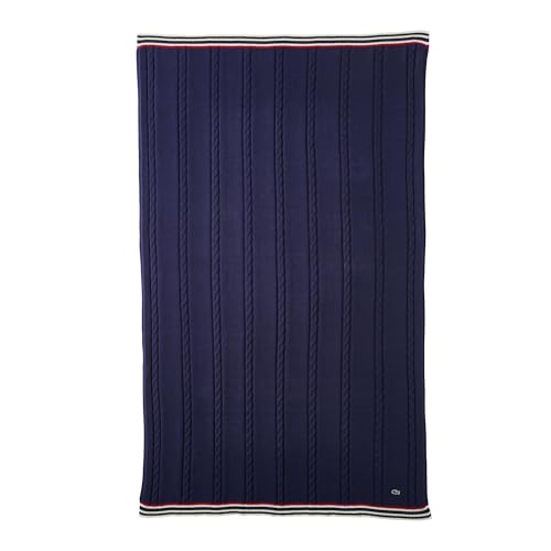 Lacoste 50' x 70' Cable Knit Throw Blanket Cotton,...