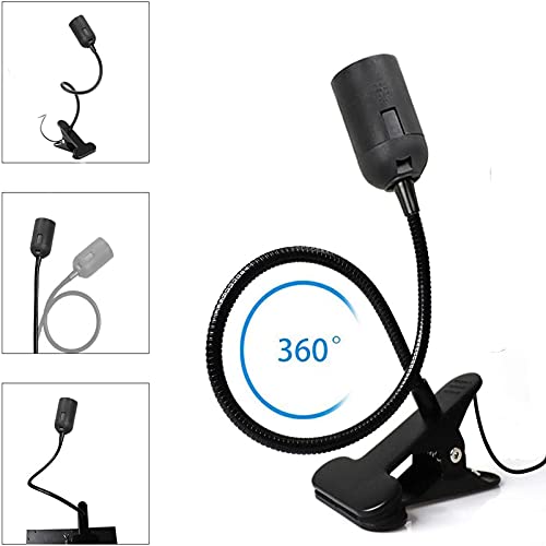 Portalampada E27 Nero con Pinza e Interruttore per...