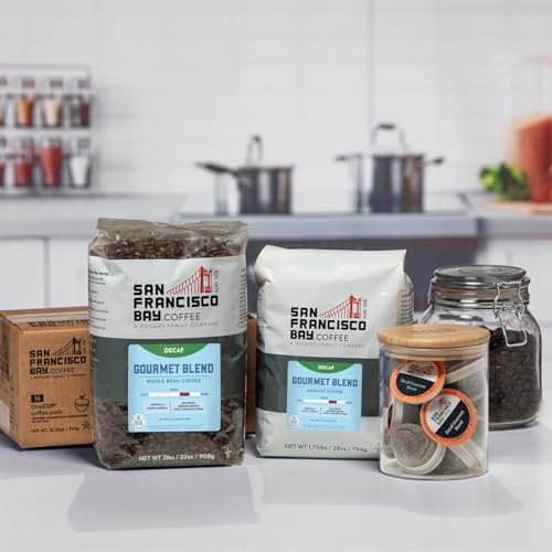 San Francisco Bay Whole Bean Coffee - DECAF Gourmet Blend (2lb Bag), Medium Roast, Swiss Water Processed