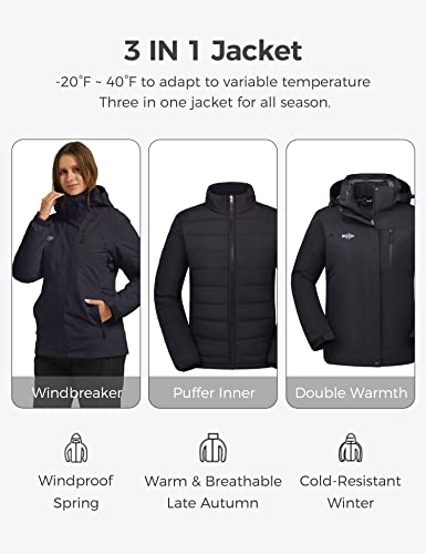 Wantdo Women's Warm Winter Snow Coat 3-In-1 Interchange Ski Jacket With Hood Black Xl #TOP2