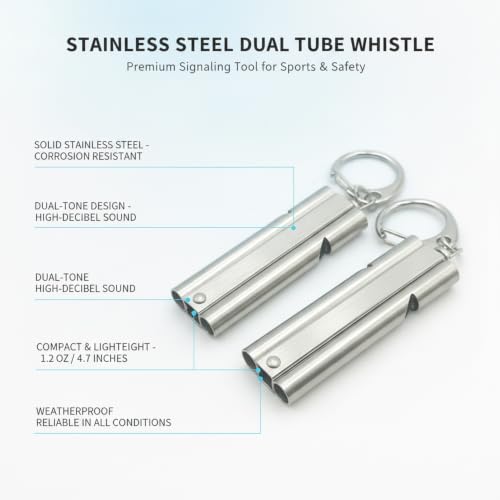Silbato doble tono de acero inoxidable para árbitros miniatura 5