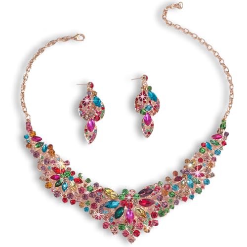 Image of Shining Diva Fashion Stylish Design Fancy Crystal Necklace Jewellery Set for Women | Trendy Celebrity Inspired Jewellery