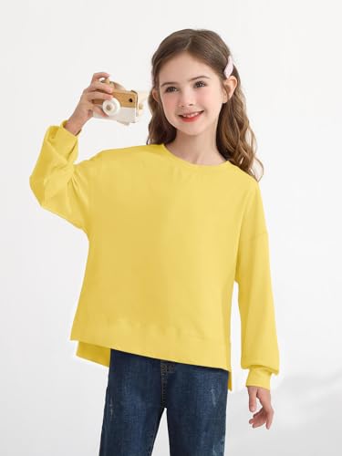 Girls Oversized Long Sleeve Shirts Kids Casual Crewneck Side Split Tops Fashion Tees 5-14 Years2