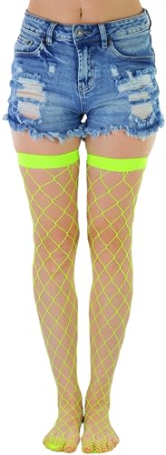 Image of ToBeInStyle Women's Vibrant Large Net Fishnet Thigh High Elastic Nylon Novelty Stockings
