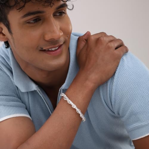 Image of TRUESILVER ACPL 925 Sterling Silver BIS Hallmarked Bracelet for Men | Pure Silver Jewellery for Wedding Anniversary Birthday