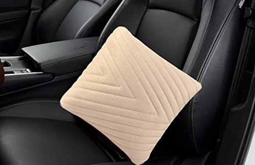 Image of Auto Hub Memory Foam Backrest Cushion, Passengers Rest to Relieve Back Pain and Improve Sitting Posture Universal Version for All Car Seats (Beige)