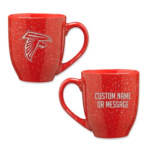 Rico Industries NFL Football Atlanta Falcons Red Personalized 16 oz Team Color Laser Engraved Speckled Ceramic Coffee Mug