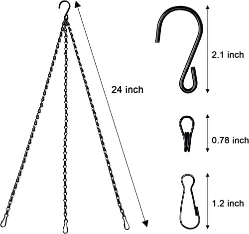 Tim Tim Agro 24 inch Long Hanging Chains for Plants Flower Pot Basket Chains 3 Point Replacement Chain Hangers for Lanterns, Bird Feeders, Planters and Other Ornaments (Pack of 3)