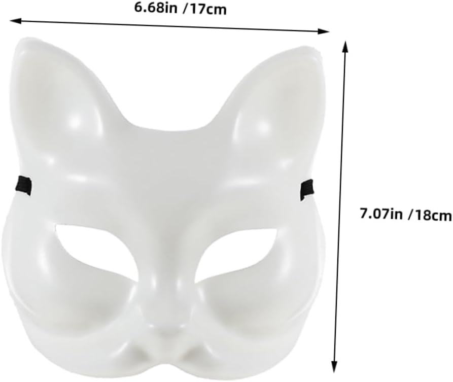 GARVALON Paintable Mask Blank Plastic Cosplay Mask for Creative Painting for Costume Parties and Craft Projects Unique Cat Design for Themed Events
