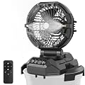 Gemce Portable Misting Fan, 30,000mAh Rechargeable Battery Powered, 4 Wind Speeds & 4 Misting Levels, Outdoor Cooling Fan for Patio, Camping, Compatible with 10-13in Water Bucket(Not Included)