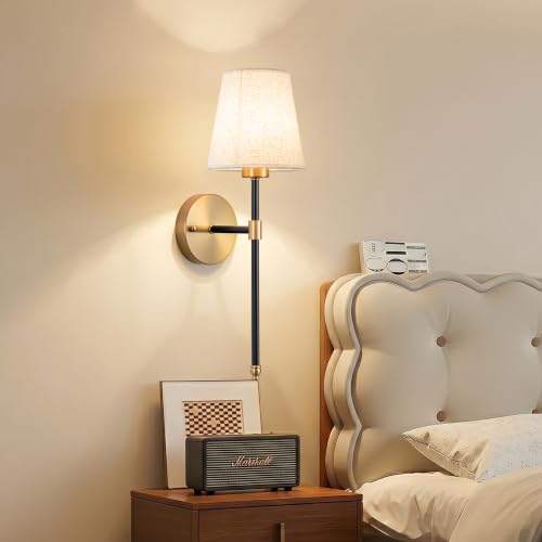 Image of Battery Operated Wall Sconce Set Of Two with Remote Control (Gold-Black)