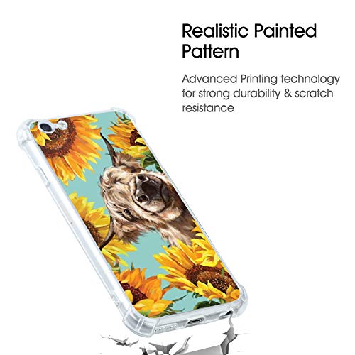 For Highland Cow Sunflower Iphone Se(2022/2020)/8/7 Case, Western Cow Farm Animal Iphone Case For Boys Girls, Farm Animal Western Cowgirl Cowboy Retro Howdy Boho Gifts Case For Boys Men Iphone #TOP1