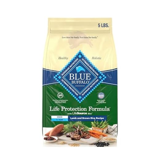 Blue Buffalo Life Protection Formula with LifeSource Bits, Senior 7+ Dry Dog Food, Lamb and Brown Rice Recipe, Natural Food for Dogs, 5 lb. Bag