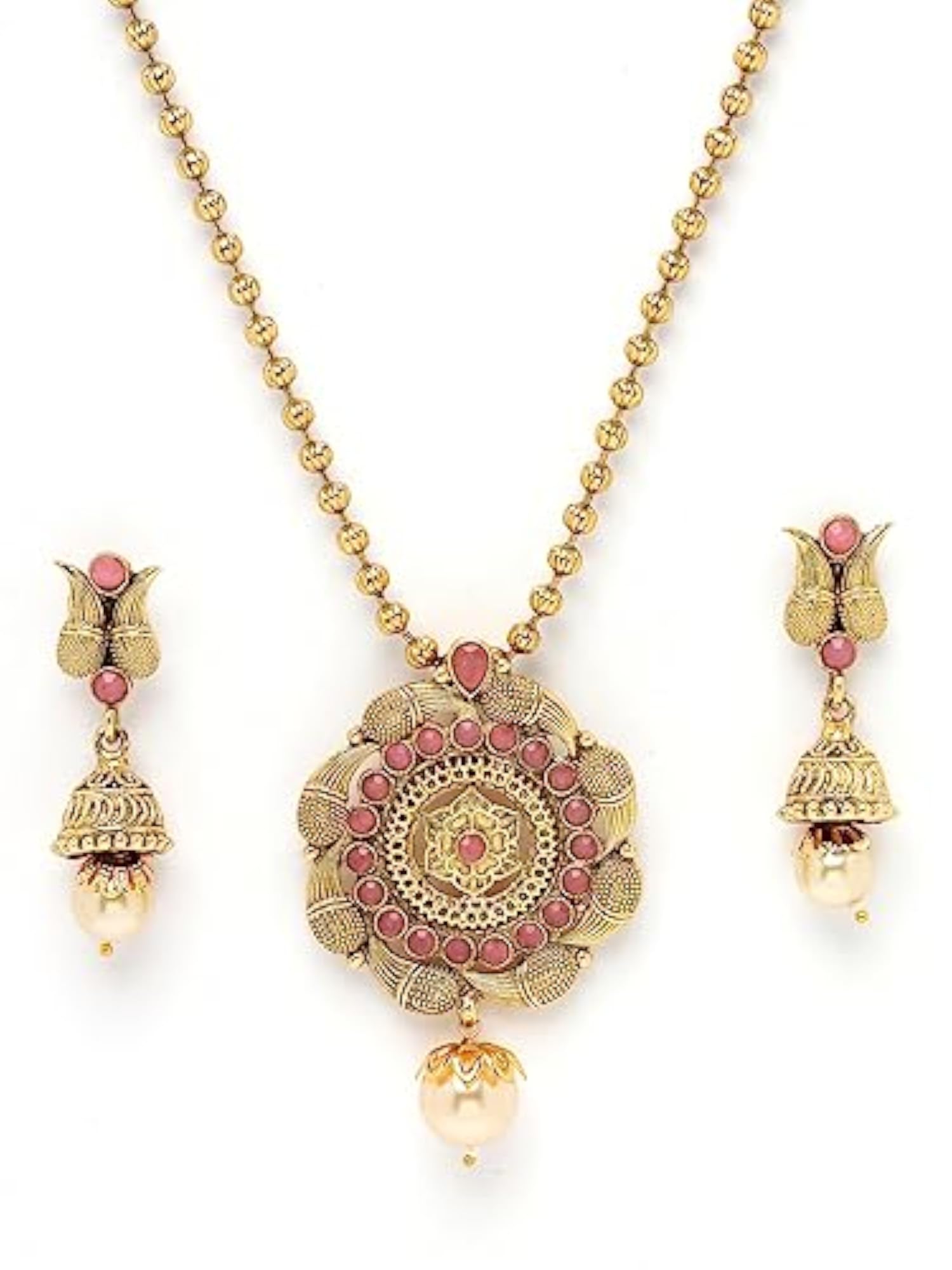 Stone Multistring Necklace Set & Earring Set