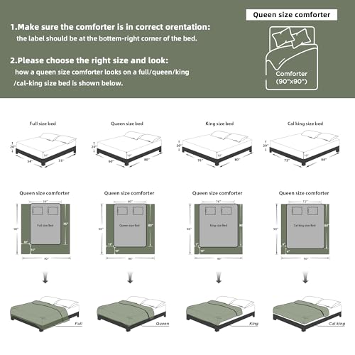 Image of Litanika Sage Green Queen Comforter Set, 3 Pieces Tufted Boho Farmhouse Bedding Comforter Sets, Lightweight Fluffy Comforter Bed Set for All Season (90x90In Comforter and 2 Pillowcases)