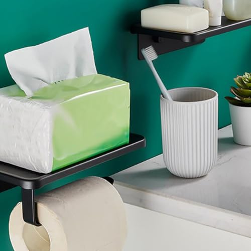 Soporte de papel higiénico negro en aleación de aluminio para baño 5