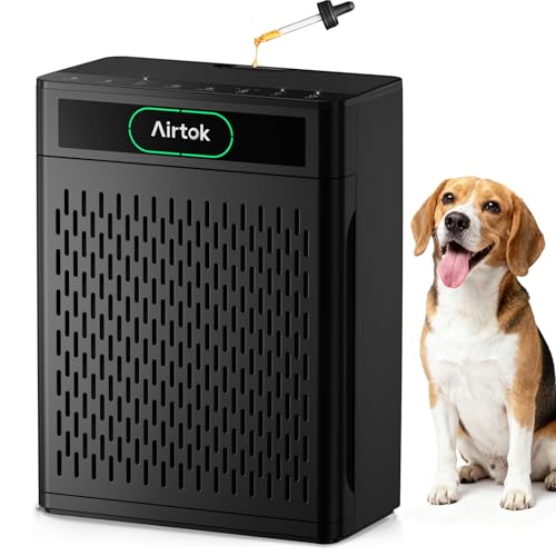Airtok Air Purifiers for Home Large Room Up to 1848sq.ft, HEPA Air Purifier for Bedroom, Pet Hair Air Cleaner with Washable Filter, Aromatherapy, Sleep Mode Air Cleaners for Smoke, Office-AP3001 Black