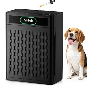 Airtok Air Purifiers for Home Large Room Up to 1848sq.ft, HEPA Air Purifier for Bedroom, Pet Hair Air Cleaner with Washable Filter, Aromatherapy, Sleep Mode Air Cleaners for Smoke, Office-AP3001 Black