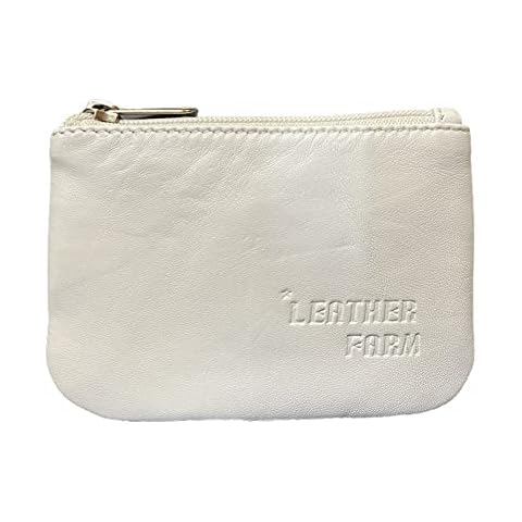 LEATHER FARM's lambskin leather coin pouch / coin purse for both mens and womens., WHITE, Minimalist Cover