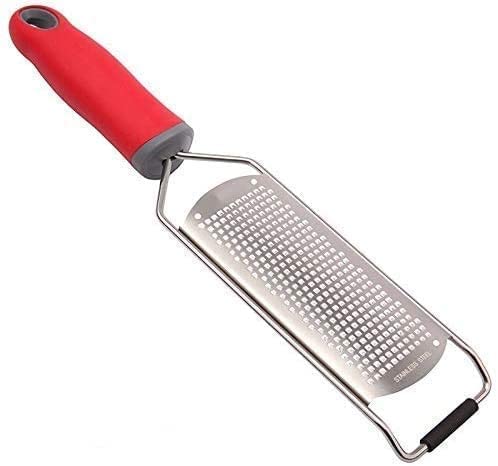 P-PLUS INTERNATIONAL P-Plus International Cheese Grater Shredder, Stainless Steel Lemon Zester, Parmesan Cheese Grater with Handle, Red