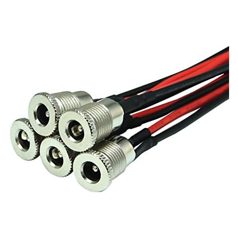 FILSHU 5.5 x 2.1 MM DC Power Jack Socket Threaded Female Mount Connector Adapter with 15CM 18AWG Cable Cover