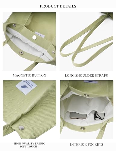 Image of TOPASION Cute Corduroy Tote Bag Canvas Shoulder Handbags for Women Travel Shopping