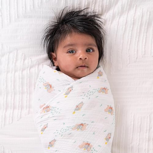 Image of aden + anais Essentials Muslin Swaddle Blankets, Newborn Receiving Blanket for Swaddling, 100% Cotton Baby Swaddle Wrap, 2 Pack, Disney + Friends