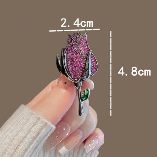 Image of Elegant Floral Brooch Pins for Women - Stylish Personalized Design Rhinestone Lapel Pin Jewelry for Ladies Flower Sweater Scarf Coat Dress Brooches and Pins for Women