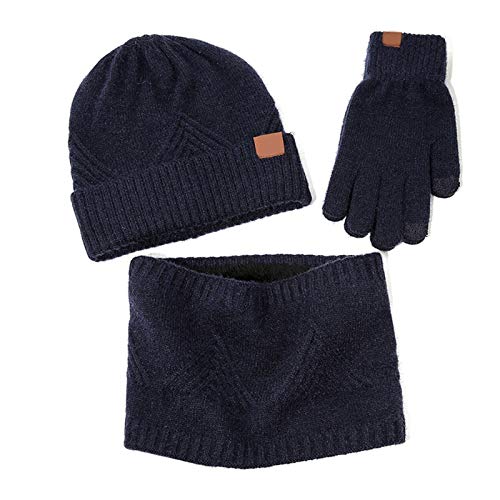 Set invernal de gorro con puños y guantes táctiles para regalar en invierno