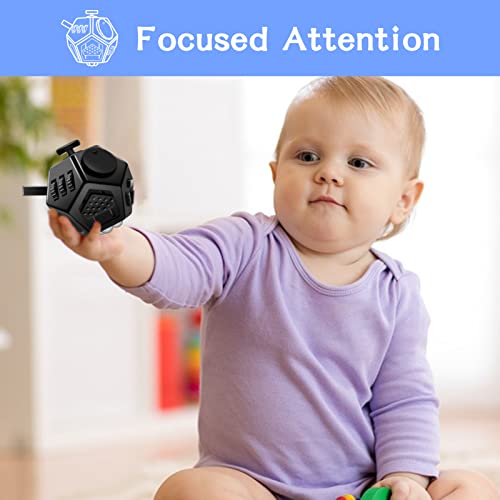 Wtycd Mini Fidget Cube Toys, Cool Black Fidget Dodecagon Toy 12 Sided Fidget Cube Relieves Stress Game For Kids And Adults, Anxiety Anti And Kill Time For Add, Adhd, Ocd, Autism (Pure Black) #TOP7