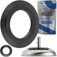 Universal Dichtungen für Siebkörbchen, 2 Stück, in Schwarz, aus Gummi, Siebkorbdichtung mit Ø 54,5 mm außen, Ø 32,8 mm innen, 4,8 mm Dicke, Spülbecken Siebkorb Dichtring Reparatur, Dichtungsring Spüle