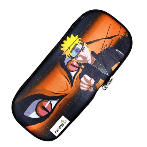 Image of Funfob Polyester Naruto Pencil Box For School College For Pen Pencil Or Other Stationery Products Pencil Pouch Travel Or Cosmetic Case (Naruto Orange Eye)