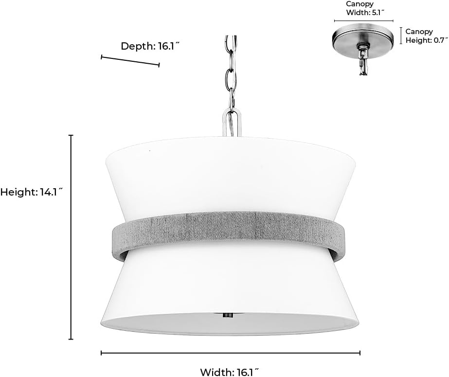 ML Lighting | Kimbry Collection | 20503-VB | 3 Light Pendant in Vintage Brass Finish with White Fabric Shade | Perfect for Kitchens, Dining Rooms, Living Rooms, Entryways, Hallways
