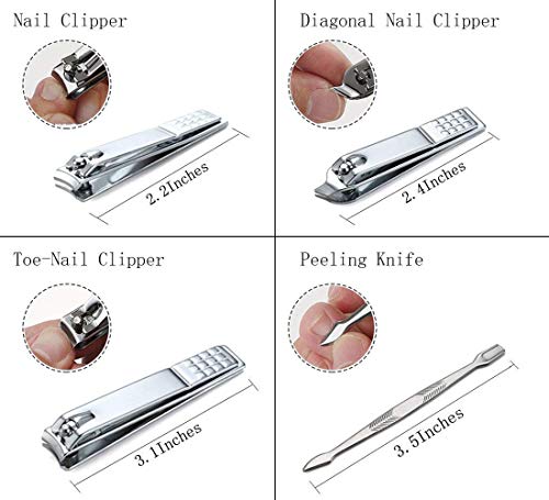 Conjunto de manicure, MUIIGOOD 19 peças kit de pedicure aparadores de unhas, ferramenta de cuidados