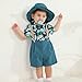 ZOELNIC Baby Boy Suspenders Outfit 4T Fashion Pattern Printing Shirt with Shorts Hat 3pcs Summer Clothes