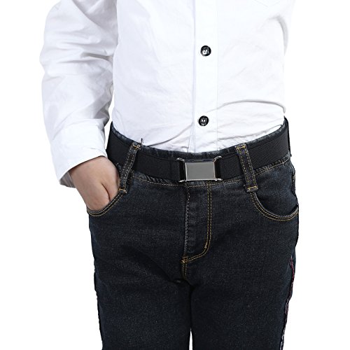 Awaytr Toddler Boy Kids Buckle Belt - Adjustable Elastic Child Silver Buckle Belts, 3 Pieces (Navy Blue/Brown/Black) #TOP4