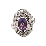 NOVICA Artisan Handmade Amethyst Citrine Cocktail Ring Unique Sterling Silver Purple Yellow Indonesia Orchid Animal Themed Floral Birthstone Butterfly [crownbezel 1.2 in L x 0.9 in W x 0.3 in H Band ]