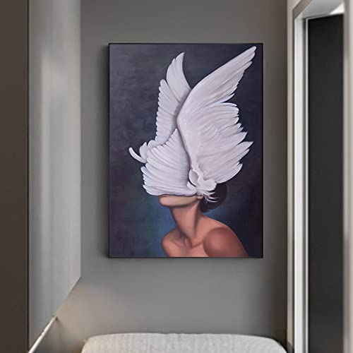 Peinture décorative murale salon moderne et grand tableau fait main