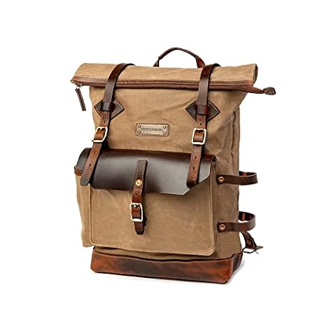 DRAKENSBERG Plecak Rolltop "Adam" z woskowanego płótna z eko-skórą, wodoodporny - rękodzieło doskonałości, do 30L, L, Tradycyjne plecaki