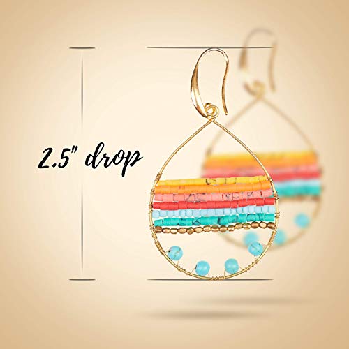Boho Teardrop Multicolor Earrings Silver and Gold Plated with Colorful Varieties - Handmade Bohemian Turquoise Jewelry for Women and Beach Earrings For Women Vacation4