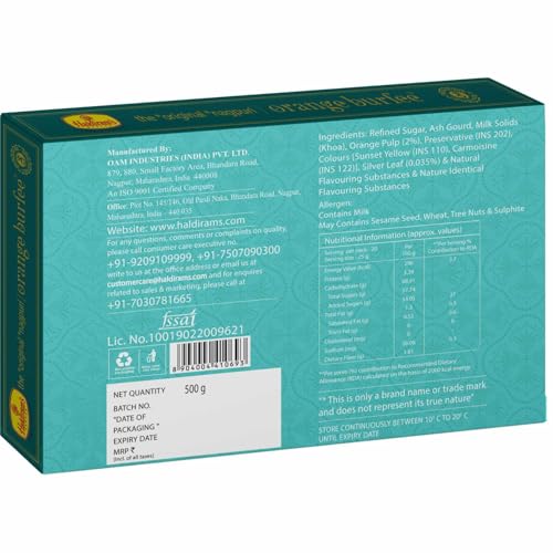 Image of Haldiram's Nagpur Orange Burfee 250g � Delightful Orange Barfi Sweet | Traditional Indian Sweet Treat for Diwali, Rakhi, and More